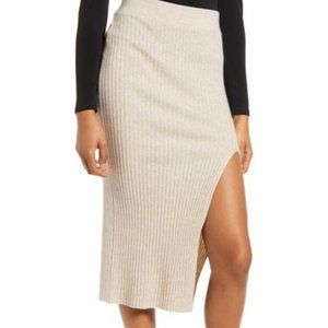 Leith Beige Oatmeal Medium Heather Ribbed Skirt
